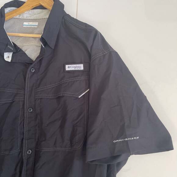 Columbia Omni-Shade Black Short Sleeve Fishing Shirt Men's XXL - Picture 2 of 5